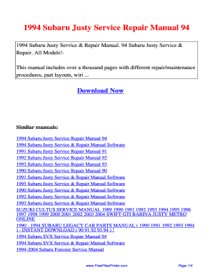 Subaru Justy Repair Form