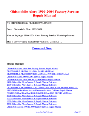 Oldsmobile Repair Manual  Form