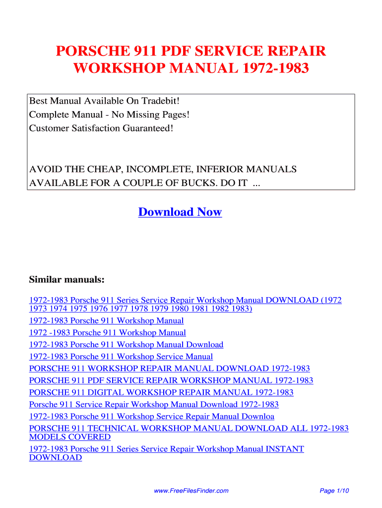 Porsche 911 Owners Manual PDF Download  Form