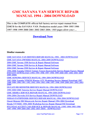 Gmc Savana Service Manual Download Form