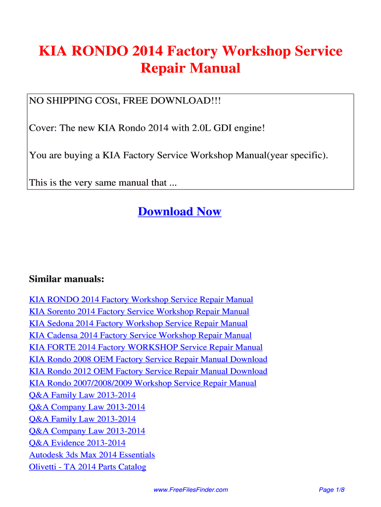 Kia Rondo Repair Manual PDF  Form