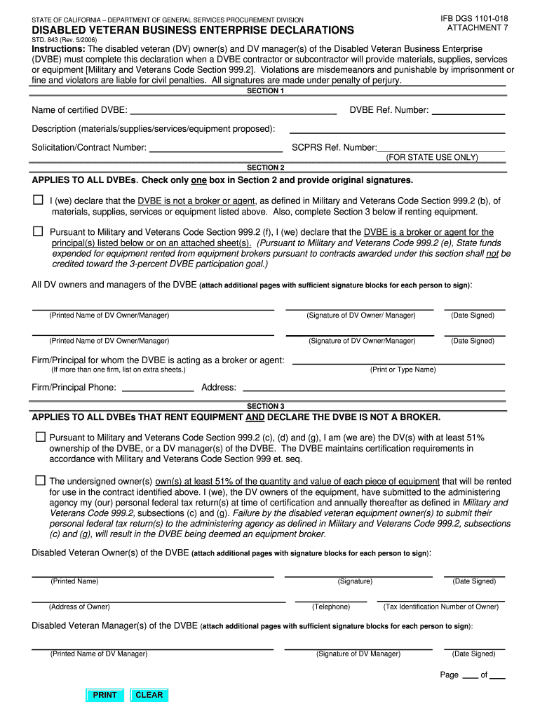 Dgs Dvbe Declaration Form Std 843