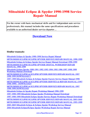 Mitsubishi Eclipse Service Manual PDF  Form