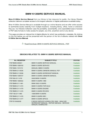Bmw K1200s Service Manual PDF  Form
