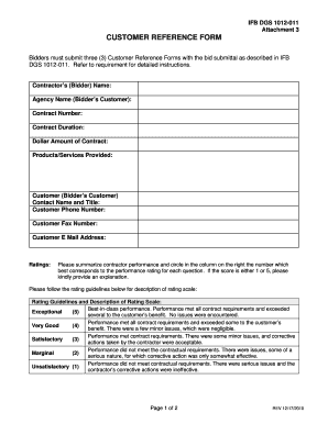 Customer Reference Form
