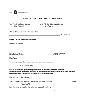 Life Expectancy Certificate for Building  Form