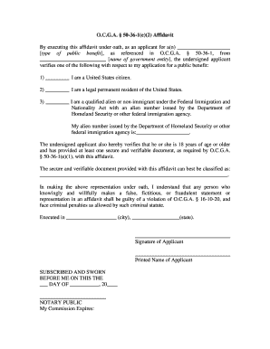 Affidavit Georgia Department of Agriculture  Form