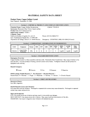 Blank Safety Data Sheet  Form