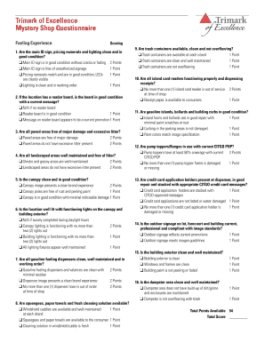 Trimark of Excellence Mystery Shop Questionnaire Mystery Shop Questionnaire  Form