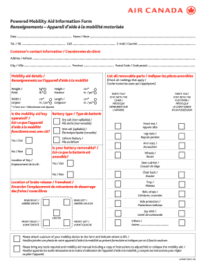 Air Canada Mobility Assistance  Form