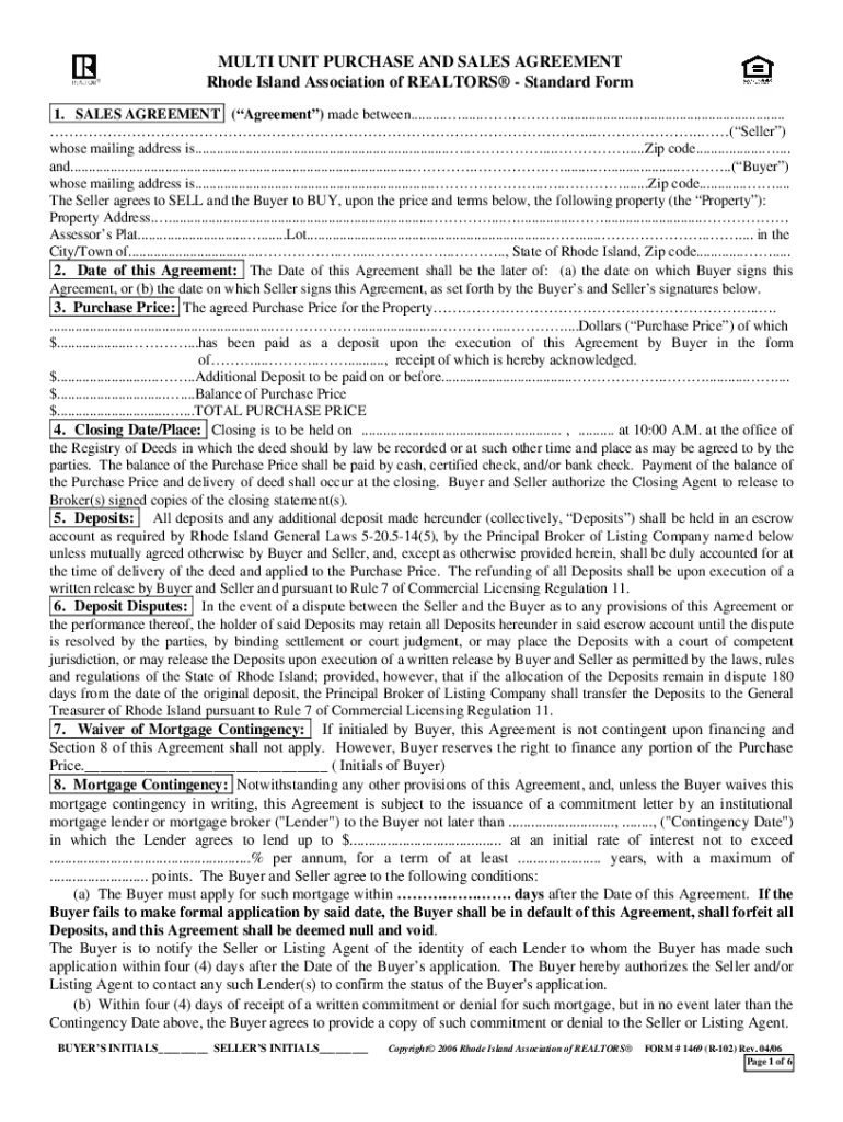 Multi Family Purchase and Sale Agreement  Form