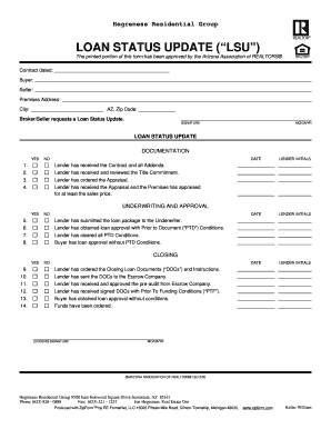 LOAN STATUS UPDATE LSU  Form