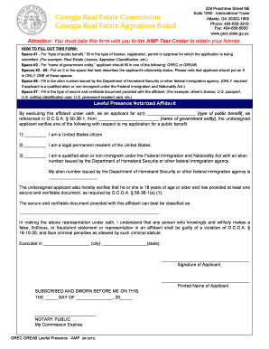 Lawful Presence Verification Georgia Real Estate  Form