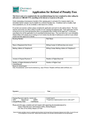 Ontario Parks Refund Form