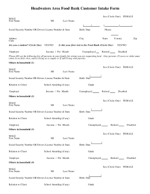 Food Pantry Client Intake Form