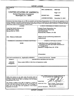 Export License  Form