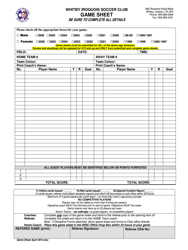 Get and Sign Whitby Iroquois Soccer 2013-2022 Form