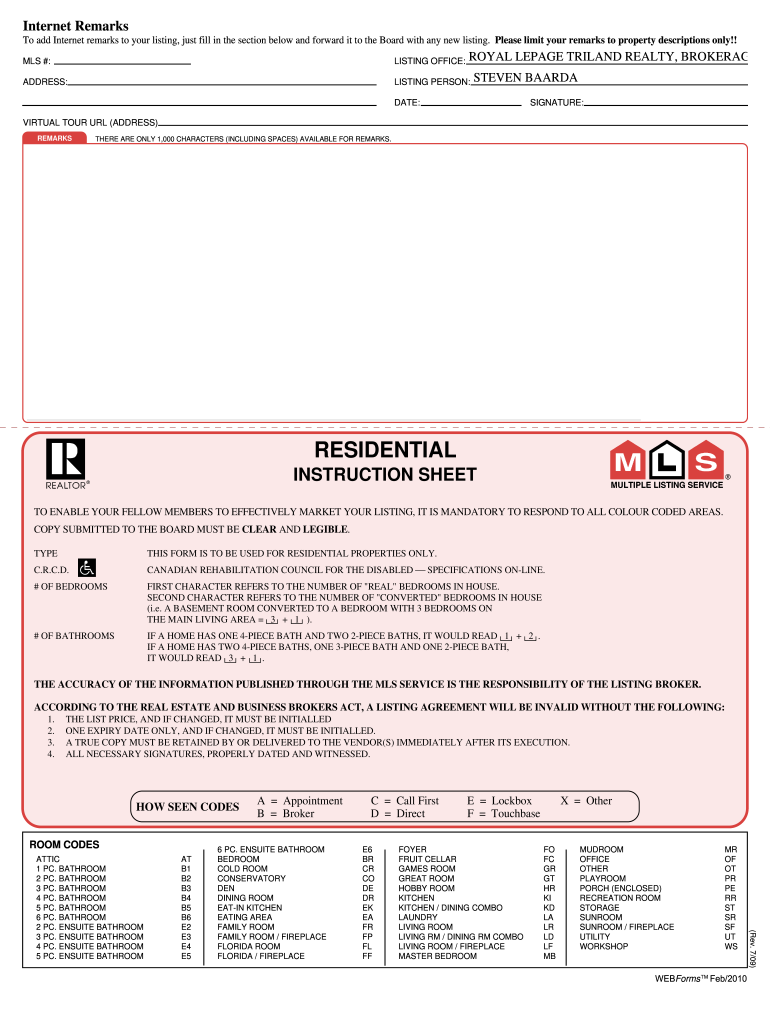  Mls Listing Sheet Template 2010-2023