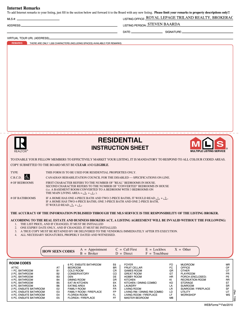  Mls Listing Sheet Template 2010-2024