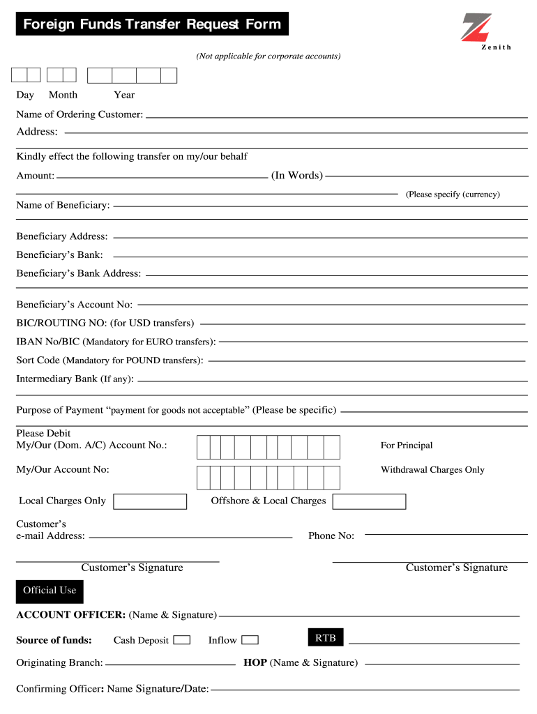 Bank Transfer Form