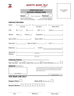 Zenith Bank Savings Account Limit  Form