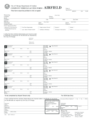 GRC 172243 Vehicle Access Form Chicago Department of Aviation