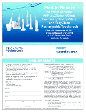 Sonicare Toothbrush Rebate  Form