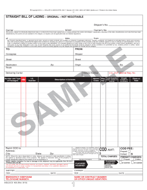 Keller and Assoc Straight Bill of Lading Instructions Form