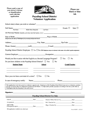 Puyallup School District Volunteer  Form