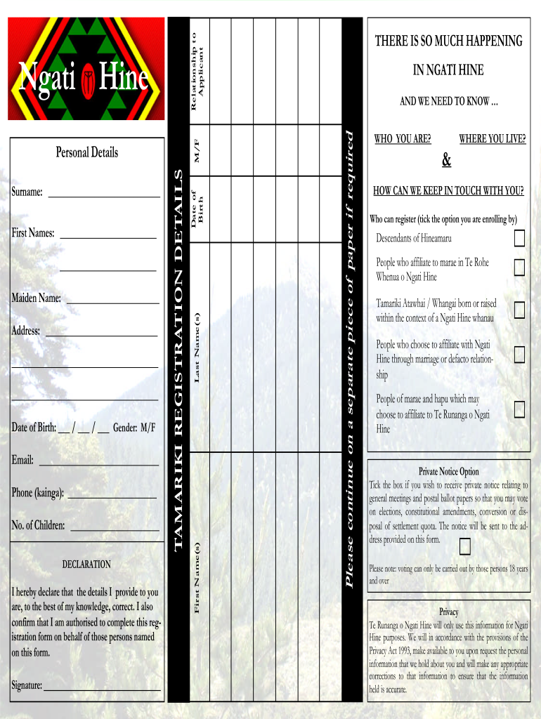 Get and Sign Ngati Hine Registration  Form
