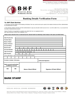 Bhf Banking Details Verification Form