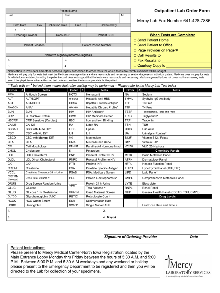 Lab Order Form