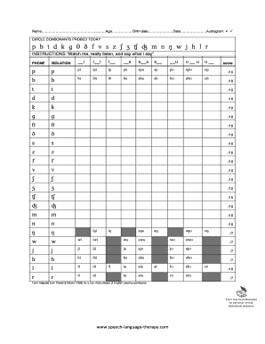 Stimulability Assessment Form 1 Page PDF