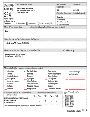 Standard Form 254255 Electrical Design Associates