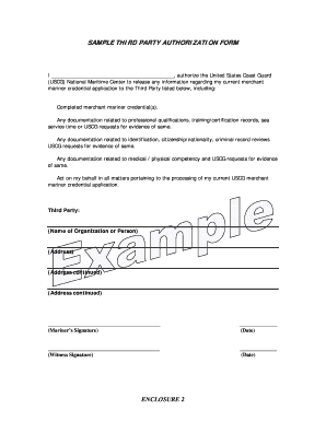 Uscg Third Party Authorization Form