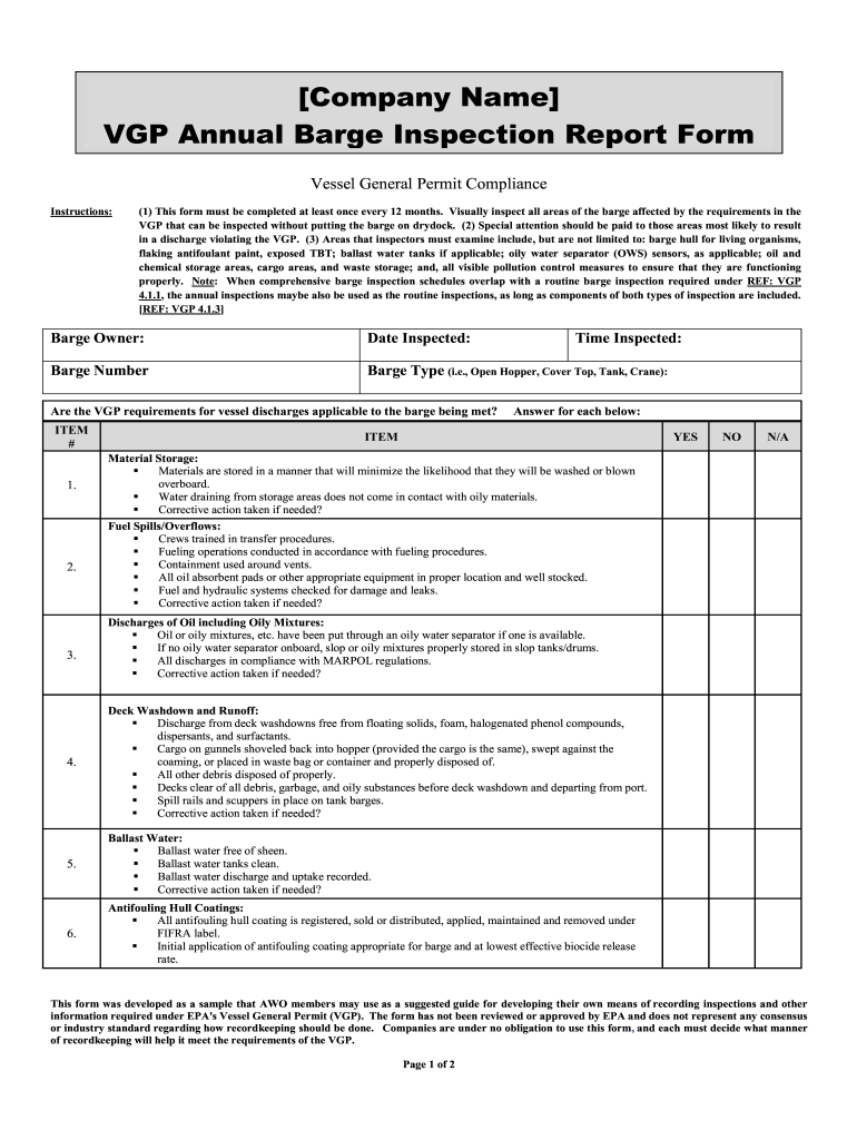 Barge Inspection  Form