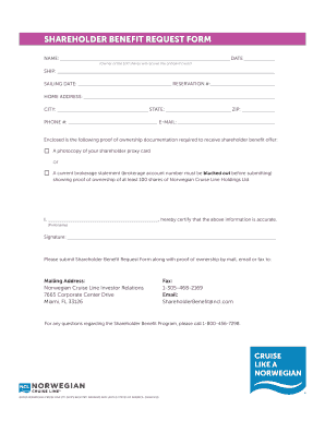 Shareholder Benefit Request Form