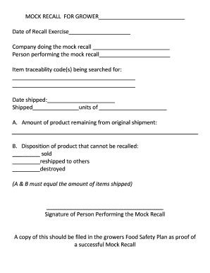 Mock Recall Example  Form