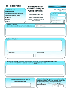 SZ SC13 FORM Yorkshire Water