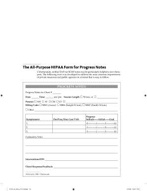 The All Purpose HIPAA Form for Progress Notes