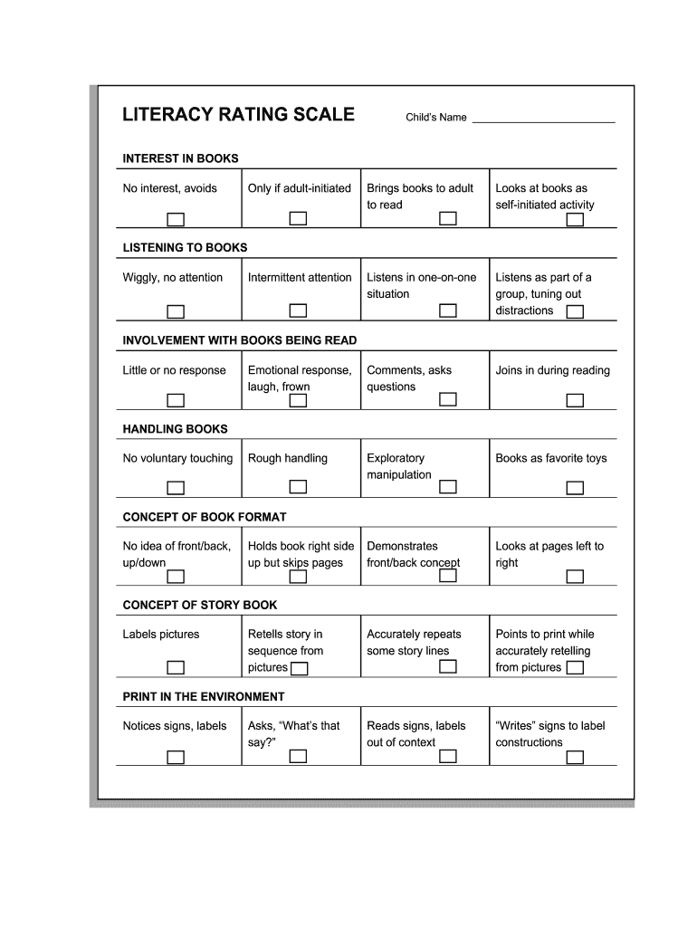Literacy Rating Scale  Form