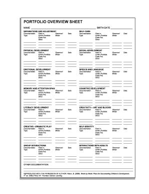 Form 05 Portfolio Overview Sheet Cengage Learning