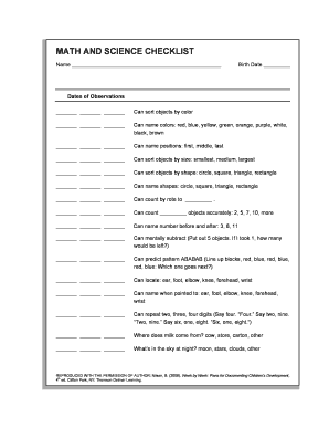 Form 13 Math Science Checklist DOC