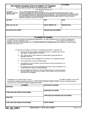  POLYGRAPH EXAMINATION STATEMENT of CONSENT Armycom 1985