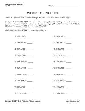 Percentage Practice  Form