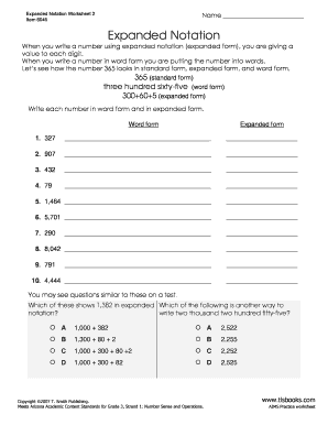 Aims Practice Worksheet Expanded Notation Third Grade Expanded Notation Test Practice Grade 3  Form
