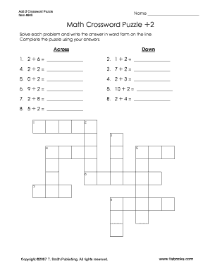 Crossword Puzzle for June 10 Form