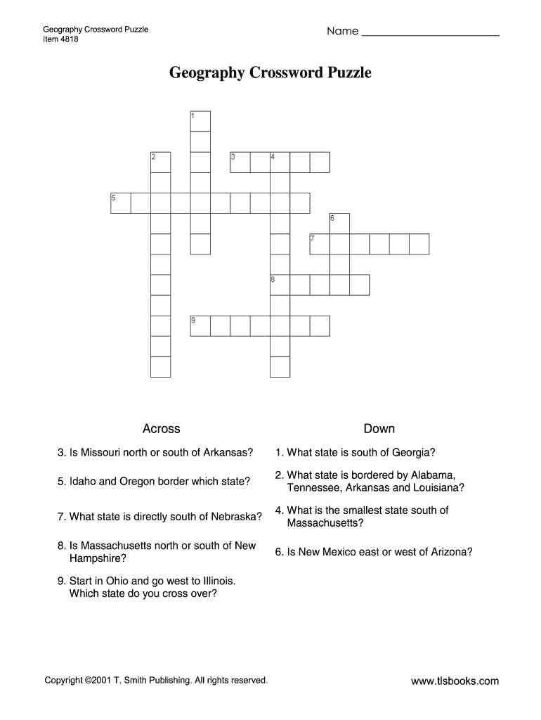 World Geography Crossword Puzzle PDF  Form