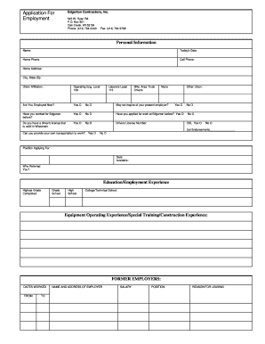 Download Employment Application Edgerton Contractors  Form