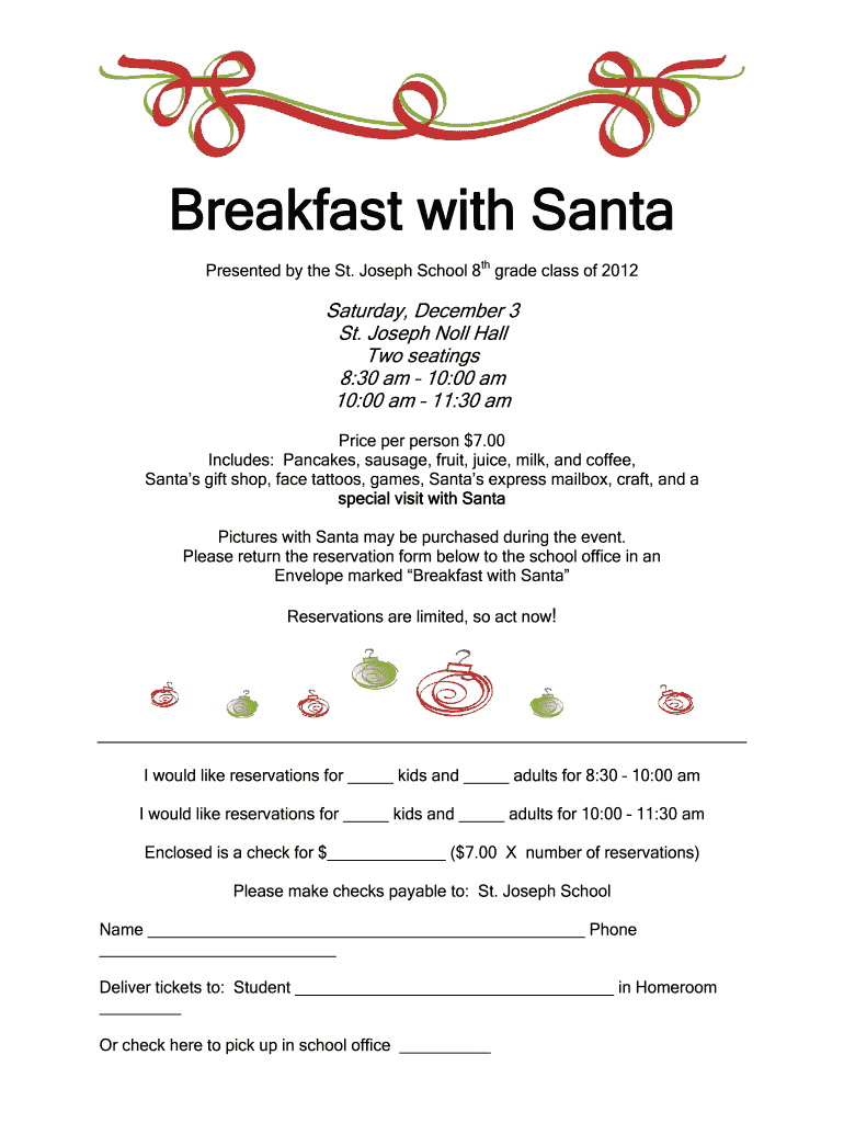 Breakfast with Santa Ticket Order Form DOC
